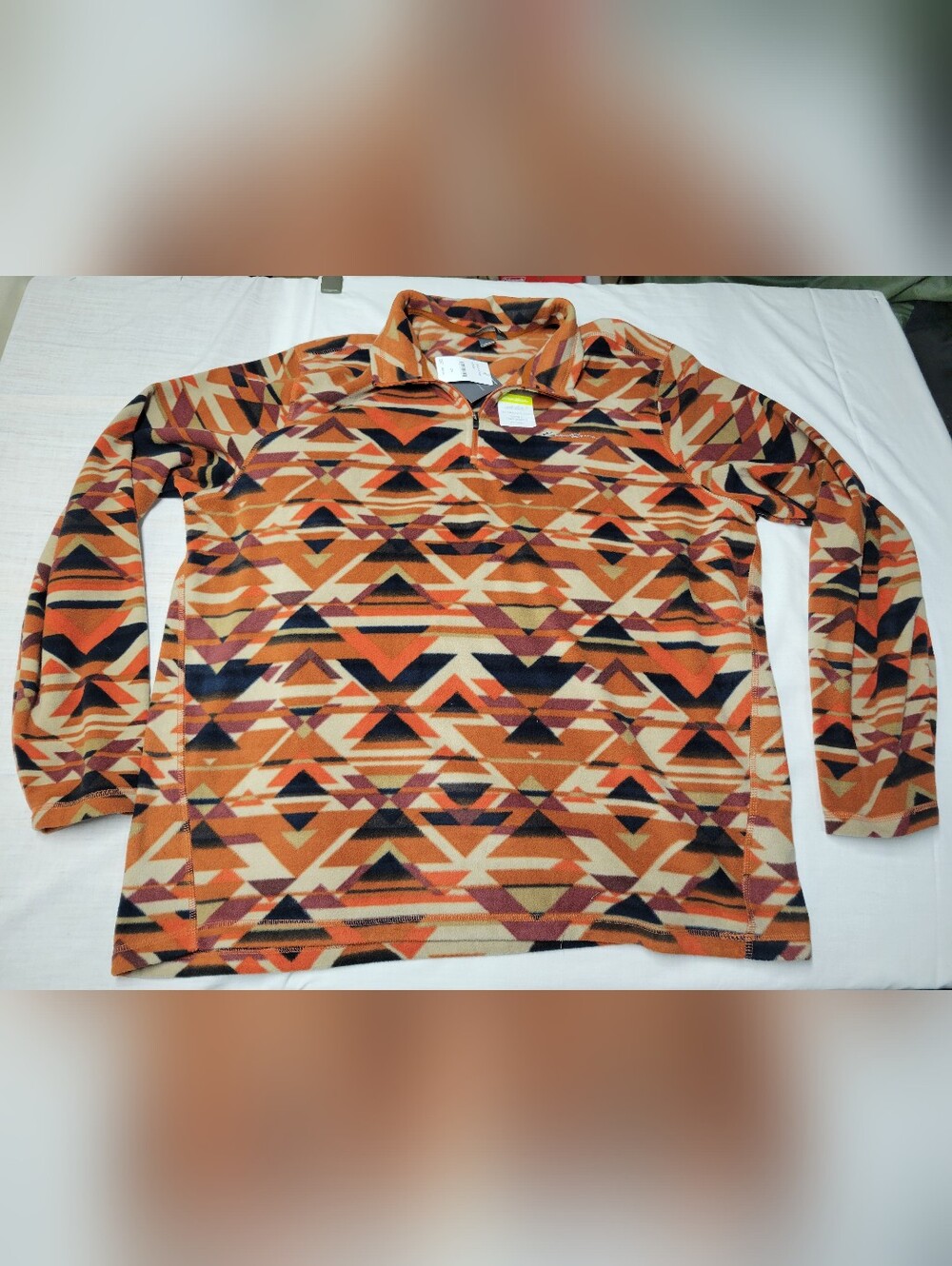 Nwts Eddie Bauer Sweater Sz 2XL Quest Fleece Aztec Orange 1/4 Zip Pullover Soft